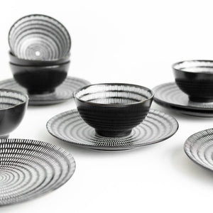 Sleek Textured Black & White Bowl Bowls June Trading   