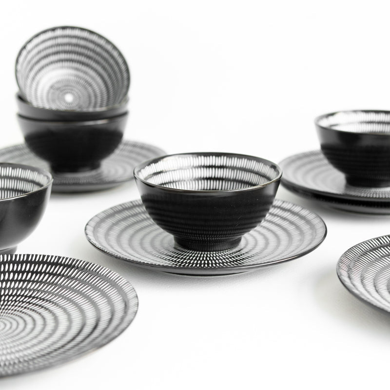 Sleek Textured Black & White Bowl Bowls June Trading   