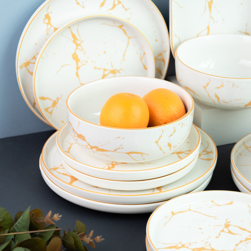 Marble Accent On White 18 Pieces Dinnerware Dinner Sets June Trading   