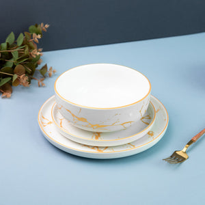 Marble Accent On White 18 Pieces Dinnerware Dinner Sets June Trading   