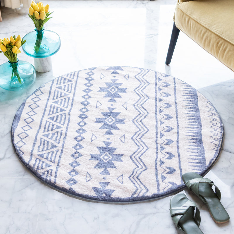 Aztec Round Wool Rug Rugs June Trading   