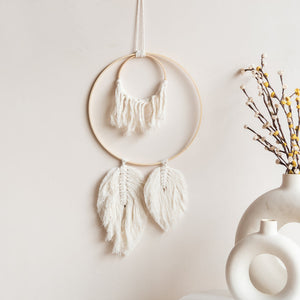 Decorative Round Macrame Handmade Wall Hanging With Lights Macrame June Trading   