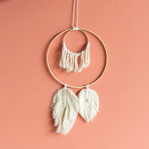 Decorative Round Macrame Handmade Wall Hanging With Lights Macrame June Trading   