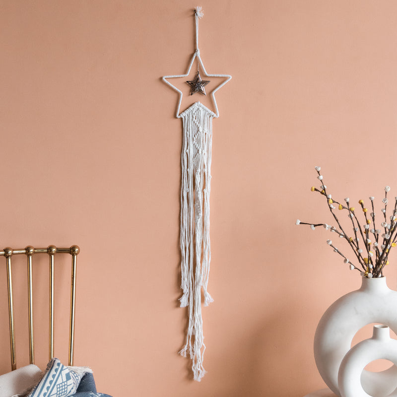 Blissful Stars Macrame Wall Hanging With Fairy Lights