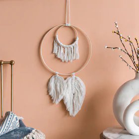Decorative Round Macrame Handmade Wall Hanging With Lights Macrame June Trading   