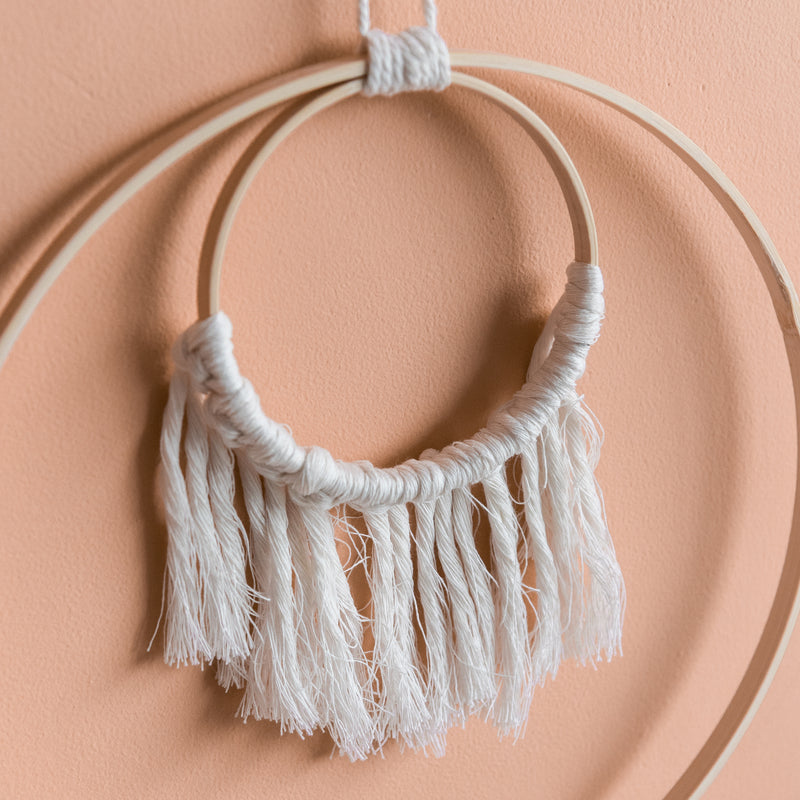 Decorative Round Macrame Handmade Wall Hanging With Lights Macrame June Trading   