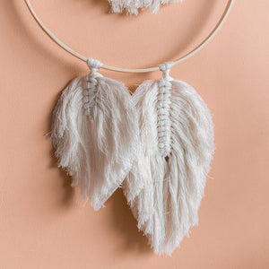 Decorative Round Macrame Handmade Wall Hanging With Lights Macrame June Trading   