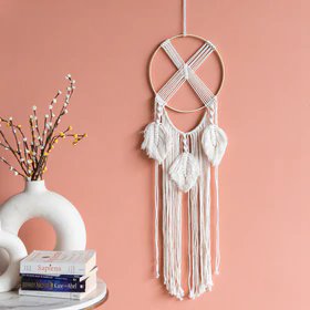 Decorative Round Macrame Handmade Wall Hanging Tapestry With Lights Macrame June Trading   
