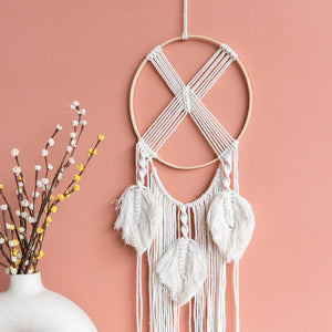 Decorative Round Macrame Handmade Wall Hanging Tapestry With Lights Macrame June Trading   