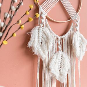Decorative Round Macrame Handmade Wall Hanging Tapestry With Lights Macrame June Trading   