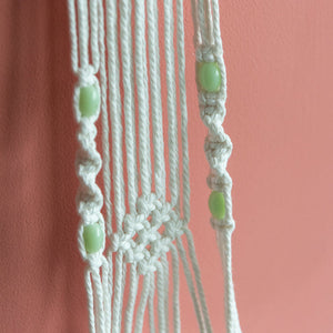 Beads & Macrame Handmade Vase Holder With Lights (Planter Not Included) Macrame June Trading   