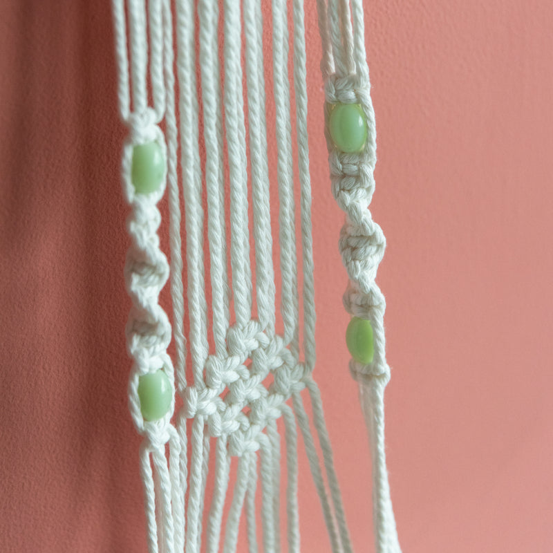 Beads & Macrame Handmade Vase Holder With Lights (Planter Not Included) Macrame June Trading   