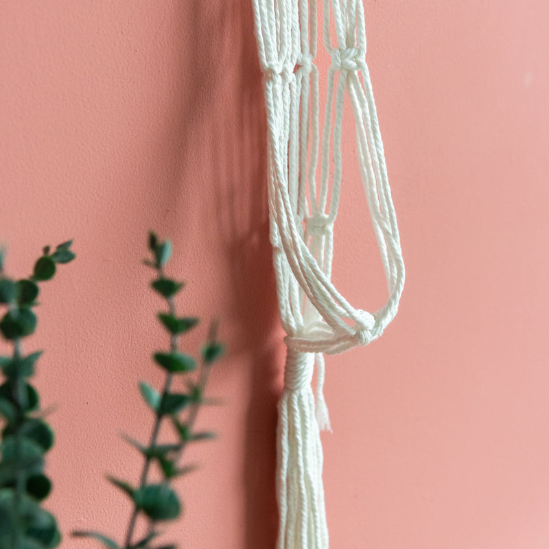 Beads & Macrame Handmade Vase Holder With Lights (Planter Not Included) Macrame June Trading   