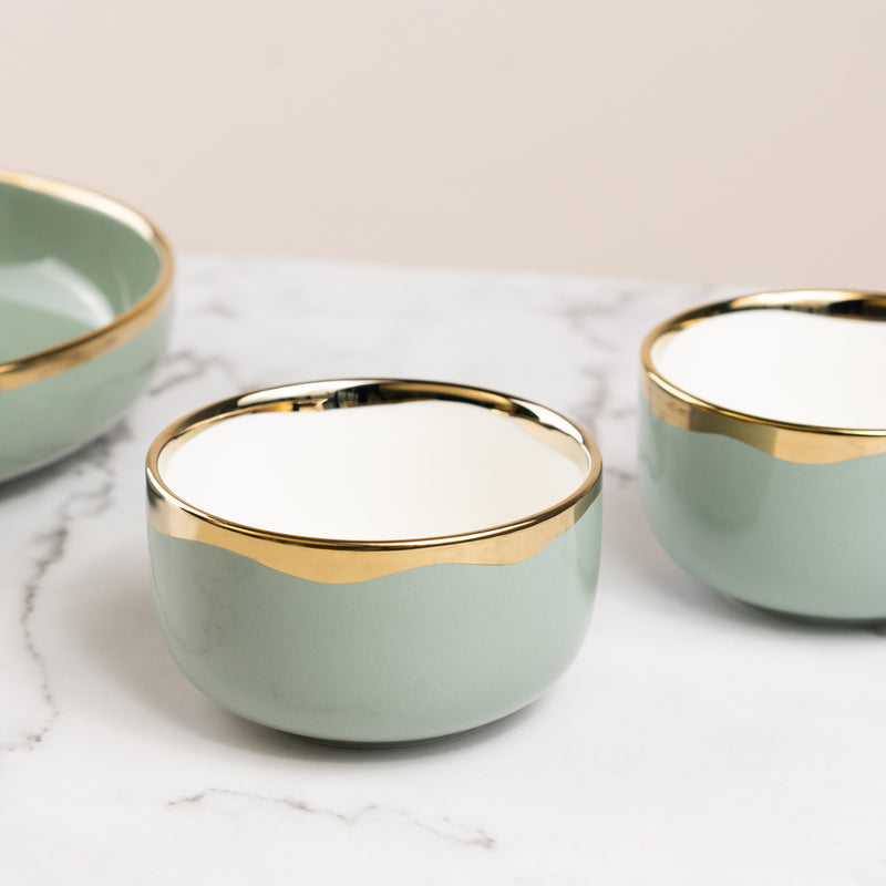 Nordic Sage Gold Rimmed Bowl Bowls June Trading   