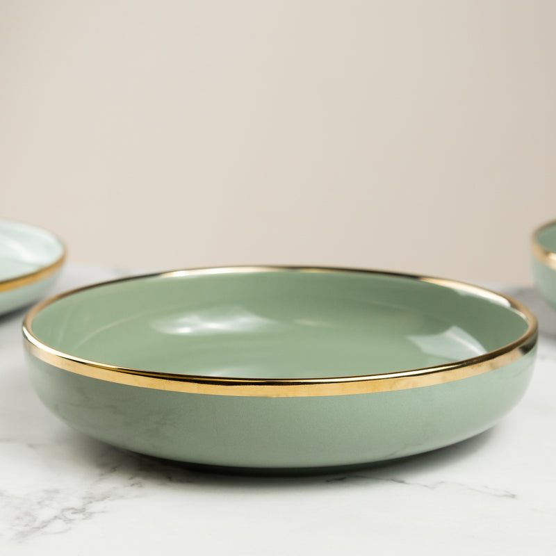 Nordic Sage Gold Rimmed Rice Plate