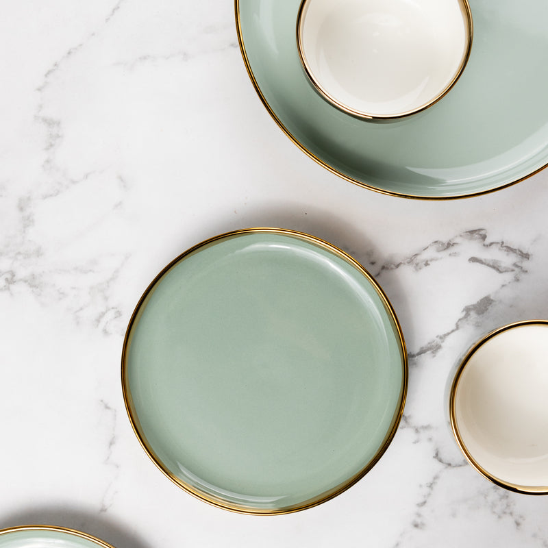 Nordic Sage Gold Rimmed Starter Plate