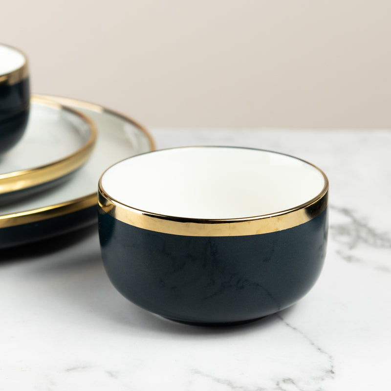 White & Blue Dual-Toned Gold Rimmed Bowl Bowls June Trading Bowl  