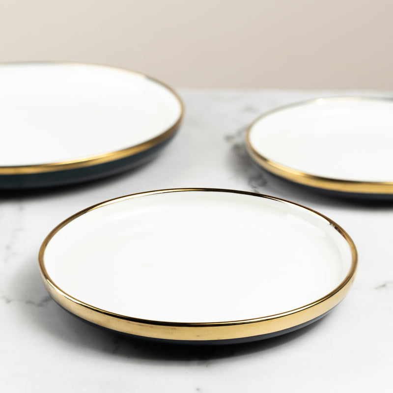 White & Blue Dual-Toned Gold Rimmed Starter Plate