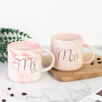 Blush Pink Mr and Mrs Mug Coffee Mugs June Trading   