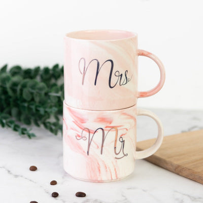 Blush Pink Mr and Mrs Mug Coffee Mugs June Trading   