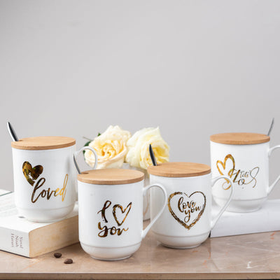 Express Your Love Ceramic Mug With Wooden Lid Coffee Mugs June Trading   