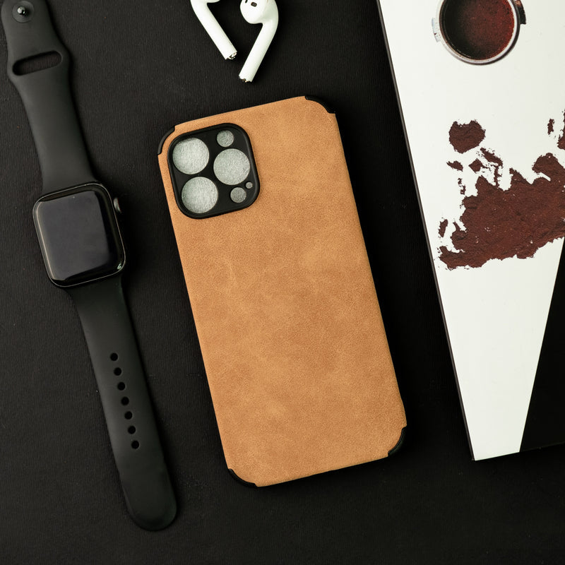 Sandy Tan Suede Finish Luxury iPhone Case