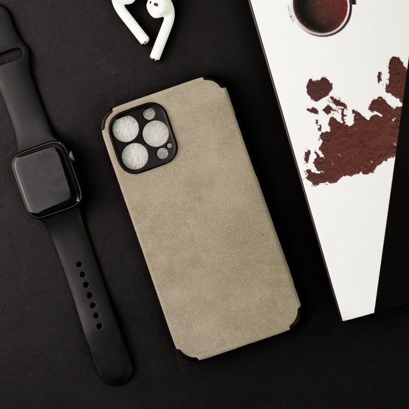 Smoke Grey Suede Finish Luxury iPhone Case