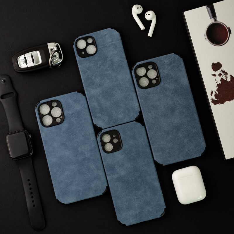 Denim Blue Suede Finish Luxury iPhone Case Mobile Phone Cases June Trading   
