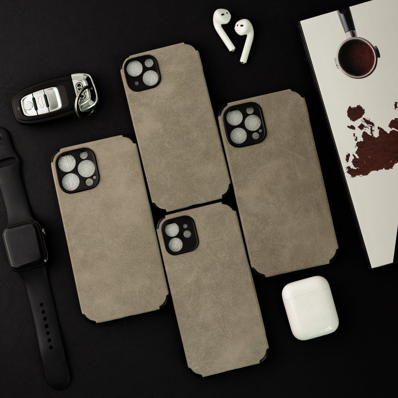 Smoke Grey Suede Finish Luxury iPhone Case