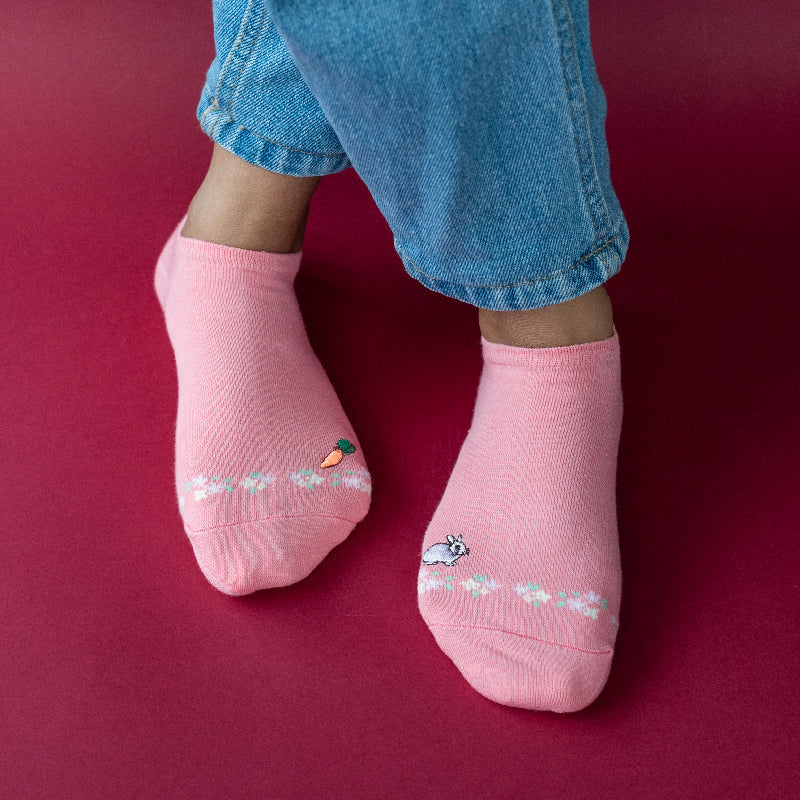 Bunny & Carrot Pink Socks