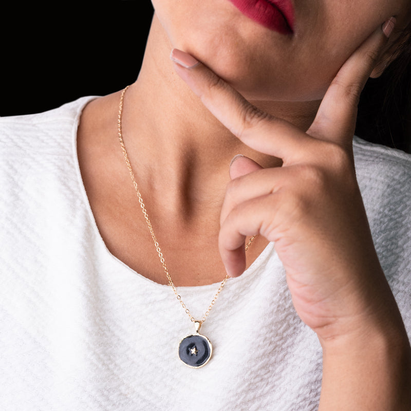Gold Rimmed Star Pendant - Necklace Necklace June Trading   