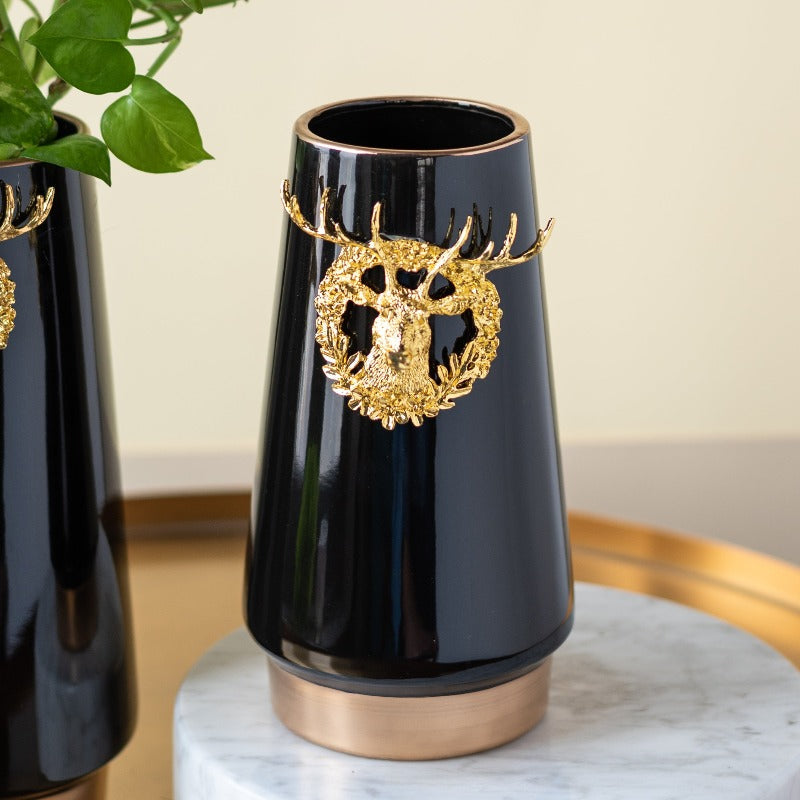 Ceramic Gold Plated Reindeer Vase Vases June Trading   