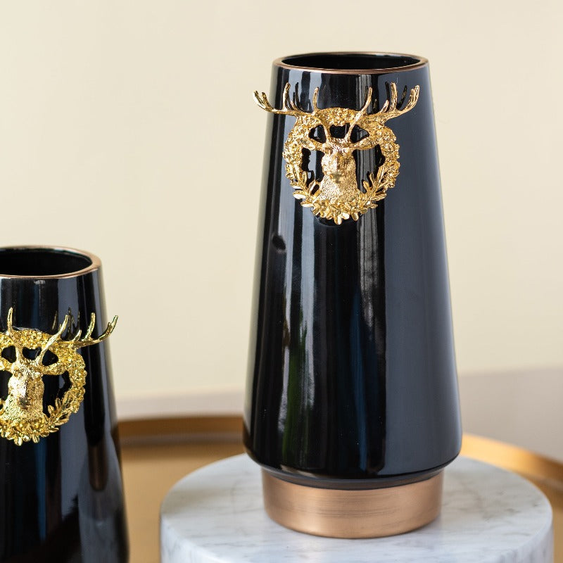 Ceramic Gold Plated Reindeer Vase Vases June Trading   