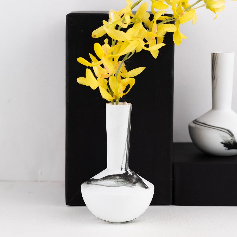 Black On White Texture Table Vase Vases June Trading   