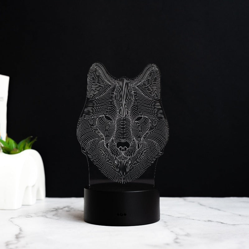 Wolf Neon 3D Light 3D Lights June Trading Black Base  