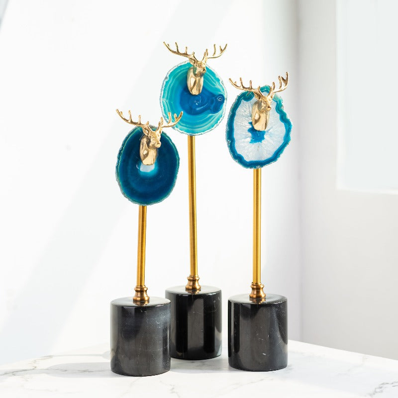 Gold Emerging Reindeer Statue Trio Set Artifacts June Trading   