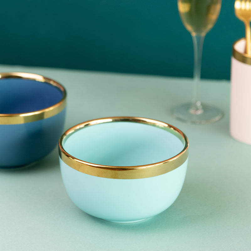 Gold Rim Cool Tone Serving Bowl Soup Bowls June Trading   