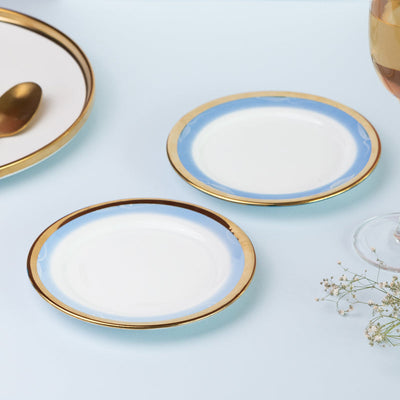 Gold & Aqua Tone Snack Plate Snack Plate June Trading   