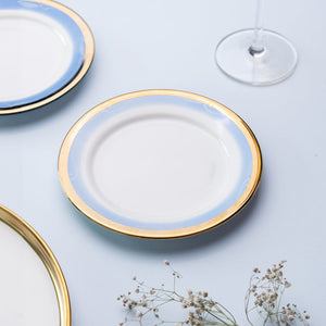 Gold & Aqua Tone Snack Plate Snack Plate June Trading Light Tone Blue  