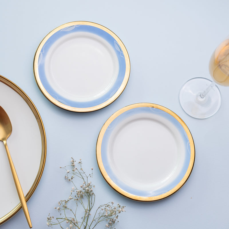 Gold & Aqua Tone Snack Plate Snack Plate June Trading   
