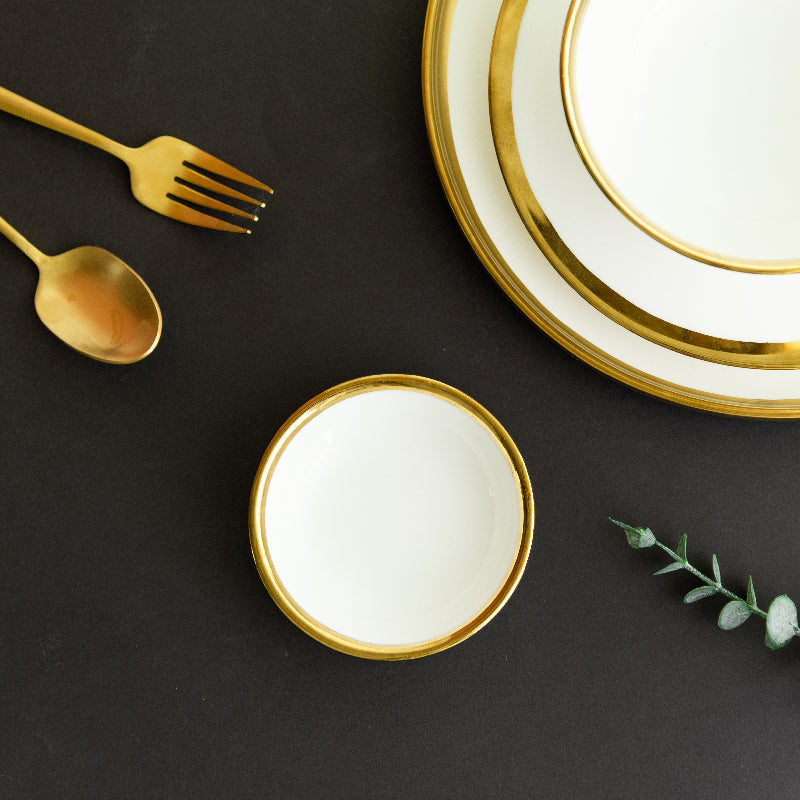 Aurulent Rim Dessert Plate Serving Bowls June Trading   