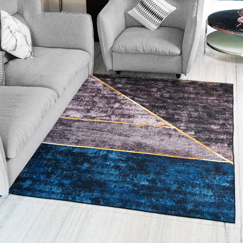 Regal Blue Abstract Modern Home Large Carpet