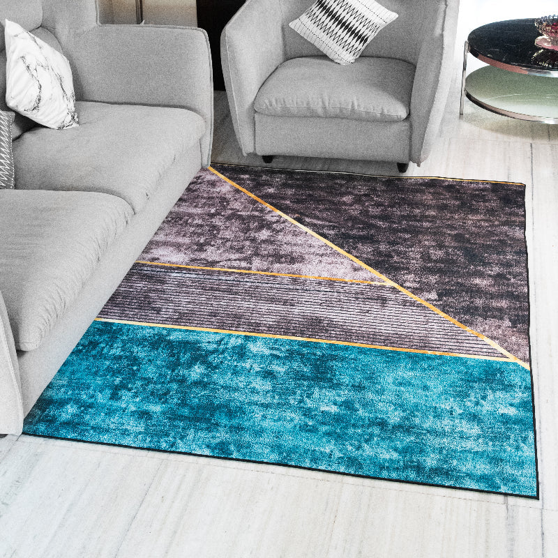 Azure Blue Abstract Modern Home Large Carpet