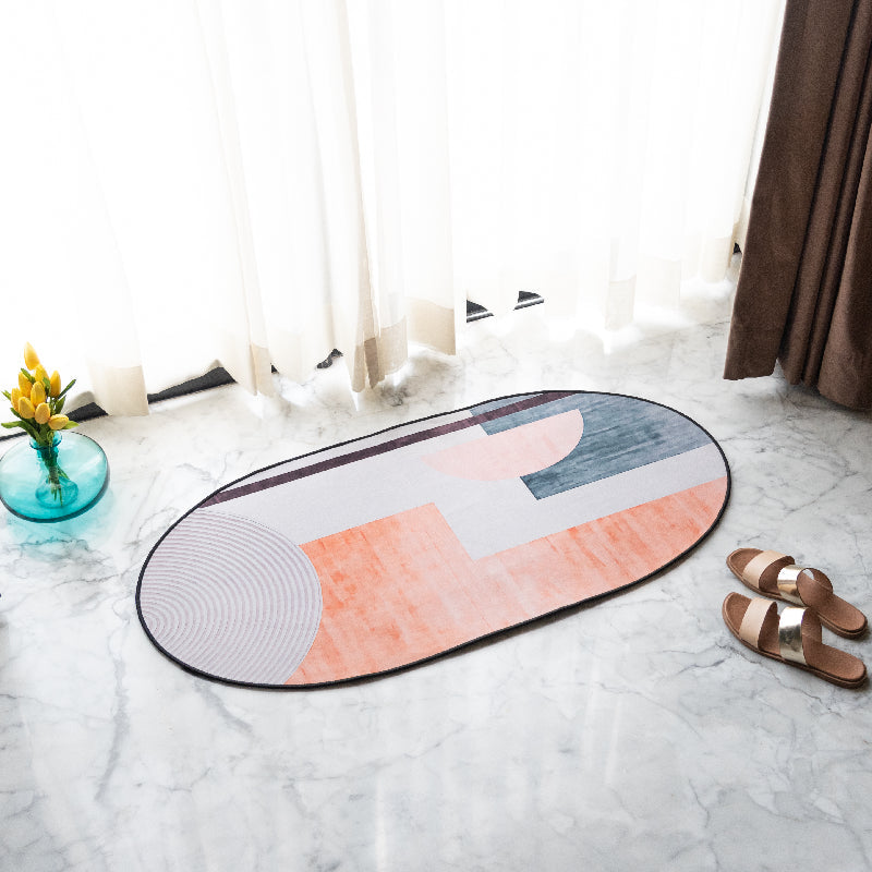 Washed Abstract Tones Designer Oval Rugs