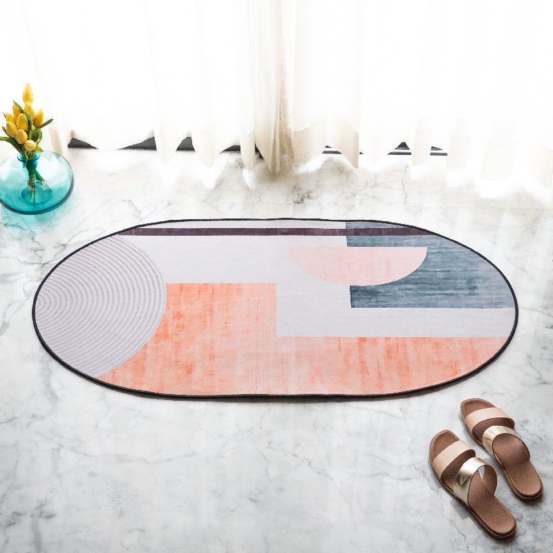 Washed Abstract Tones Designer Oval Rugs