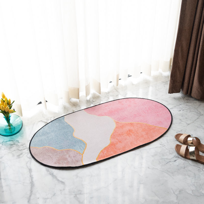Subtle-Tone Waves Designer Oval Rugs