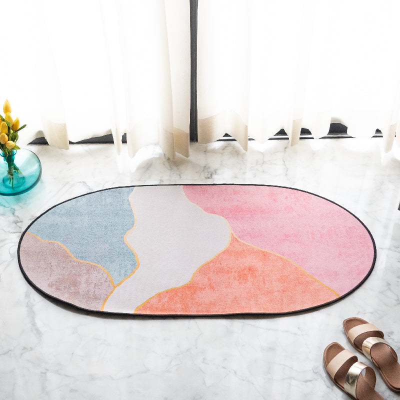 Subtle-Tone Waves Designer Oval Rugs