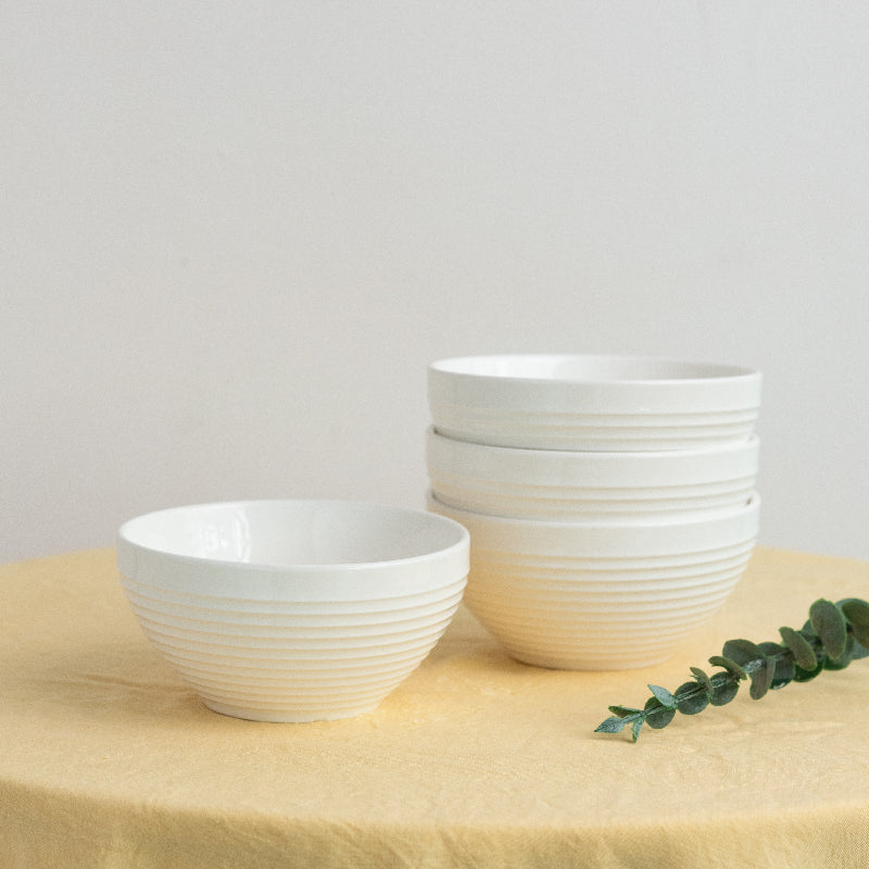 Ivory White Swirl Bowl (Set of 4) Bowls June Trading   