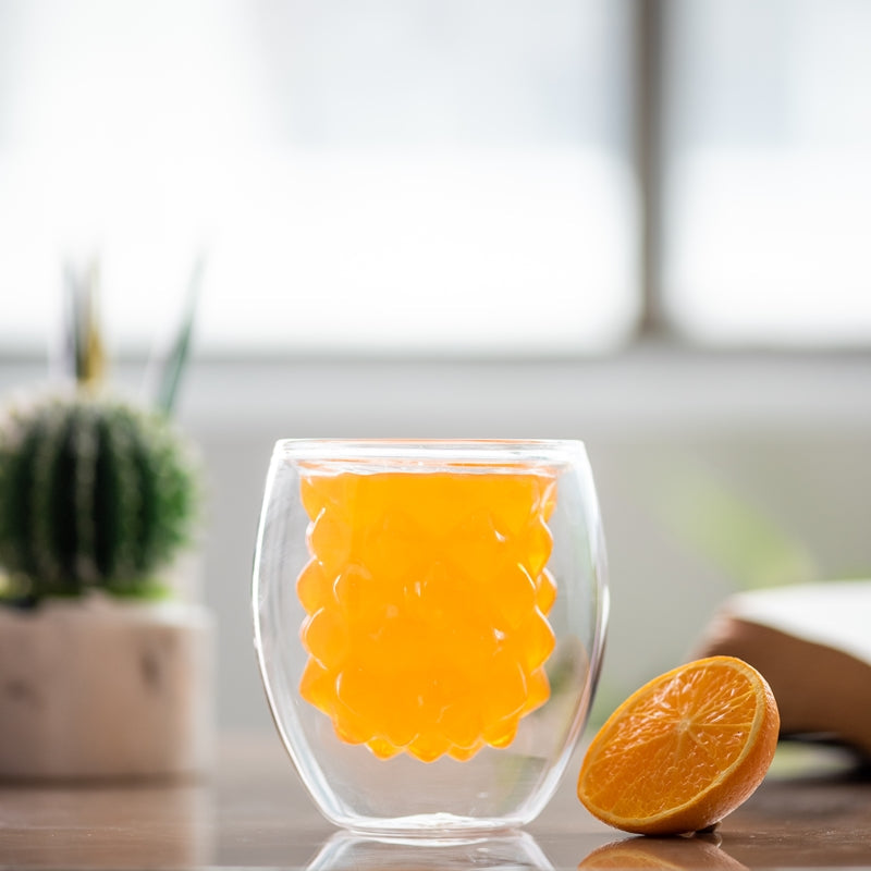 Intricate Pineapple Shape Double Walled Glass Glasses June Trading   
