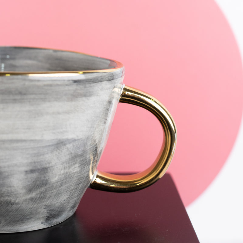 Glazed Uneven Gold Accent Coffee Mug Coffee Mugs June Trading   